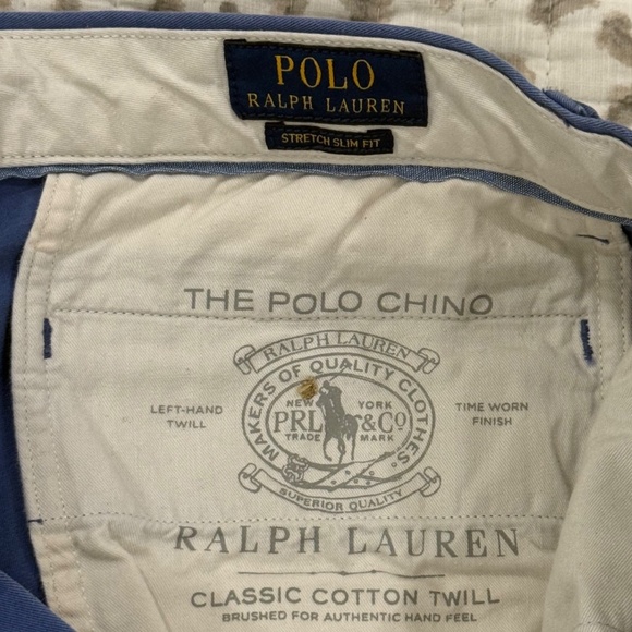 Polo Ralph Lauren Stretch Slim Fit Mens Chino Casual Golf Pants; Blue Size 36/32 - Picture 5 of 13